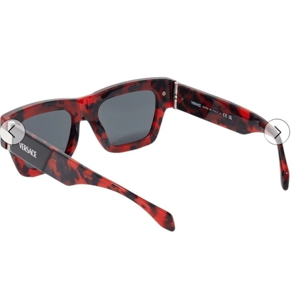 Versace MOD4464 Red Tortoise Shield Sunglasses Medusa Logo Italy Y2K Designer